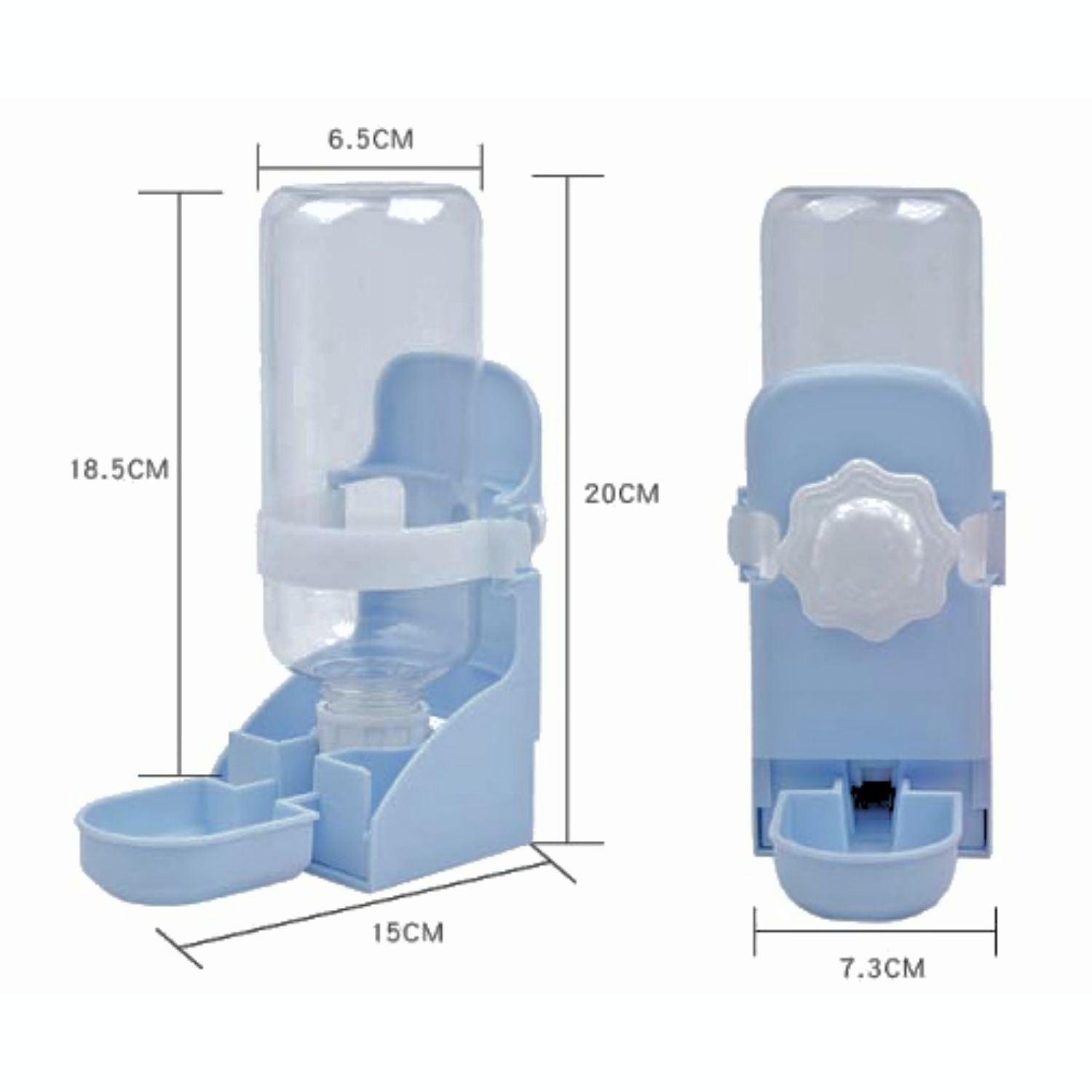 Kleine Dieren Waterbak blauwe automatische waterdispenser met afmetingen